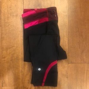 Lululemon Black/Pink Crops - Size 10